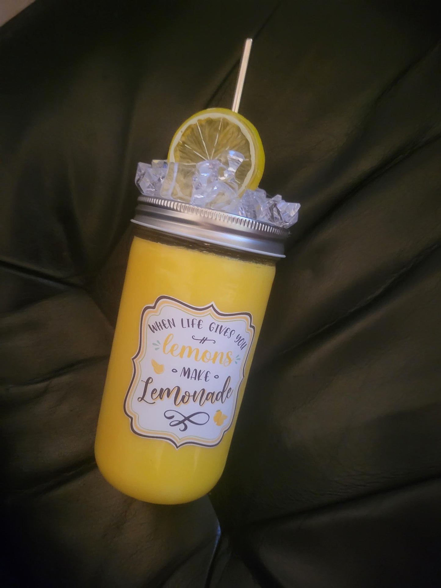 Lemonade Drinking Mason Jar with Straw